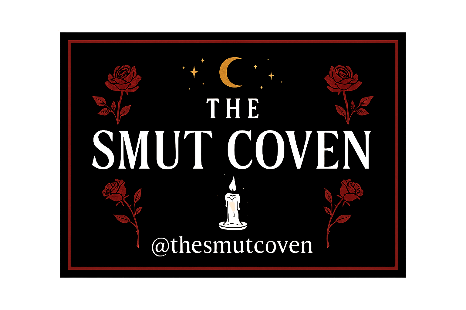 Candlelit gothic altar with open book and skull, symbolizing the origin of The Smut Coven dark romance community.