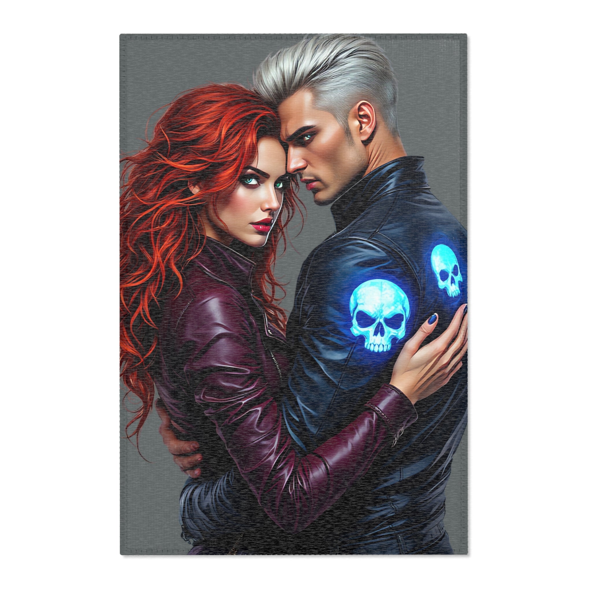 Redhead & Silver-Haired Lovers with Blue Skull Motif