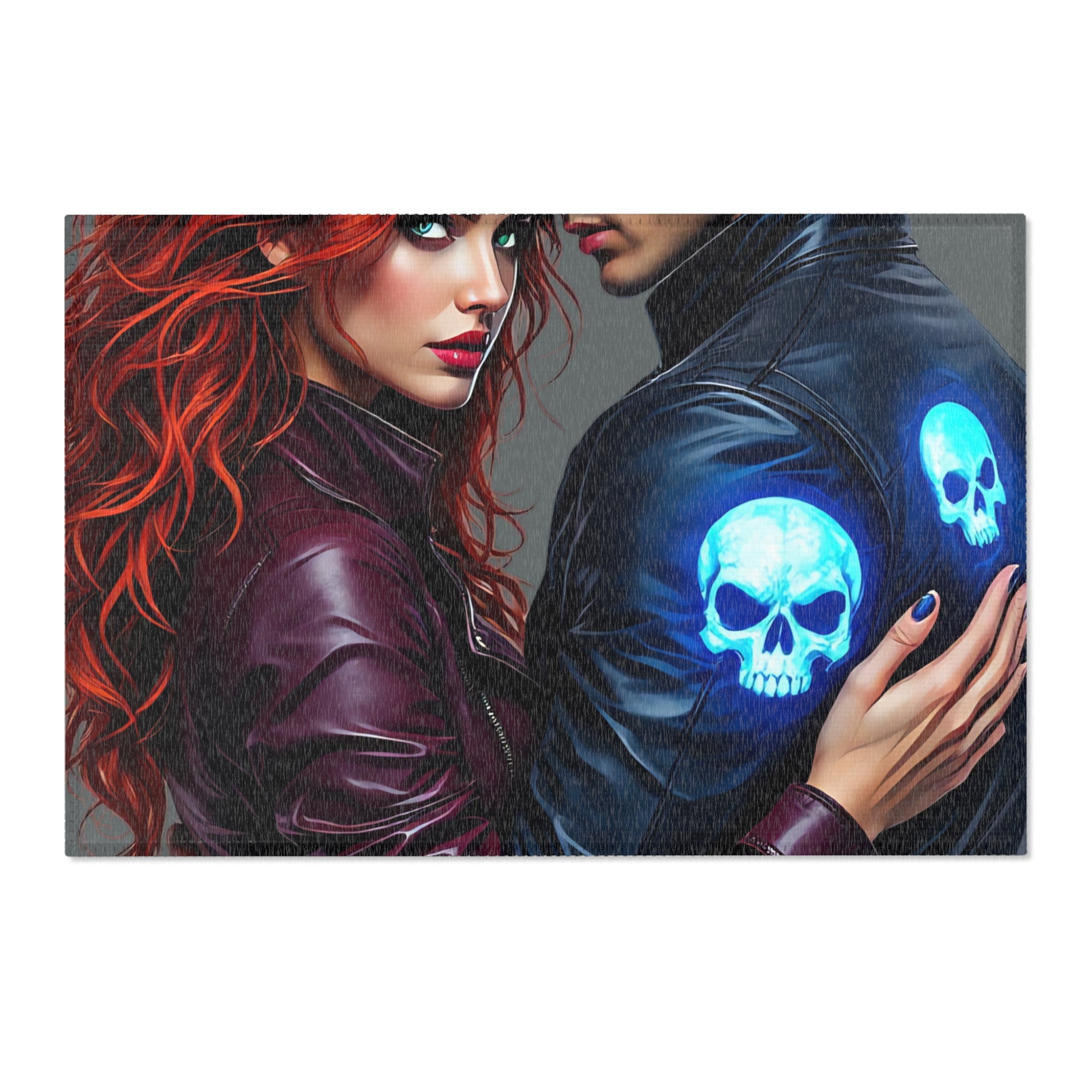 Redhead & Silver-Haired Lovers with Blue Skull Motif