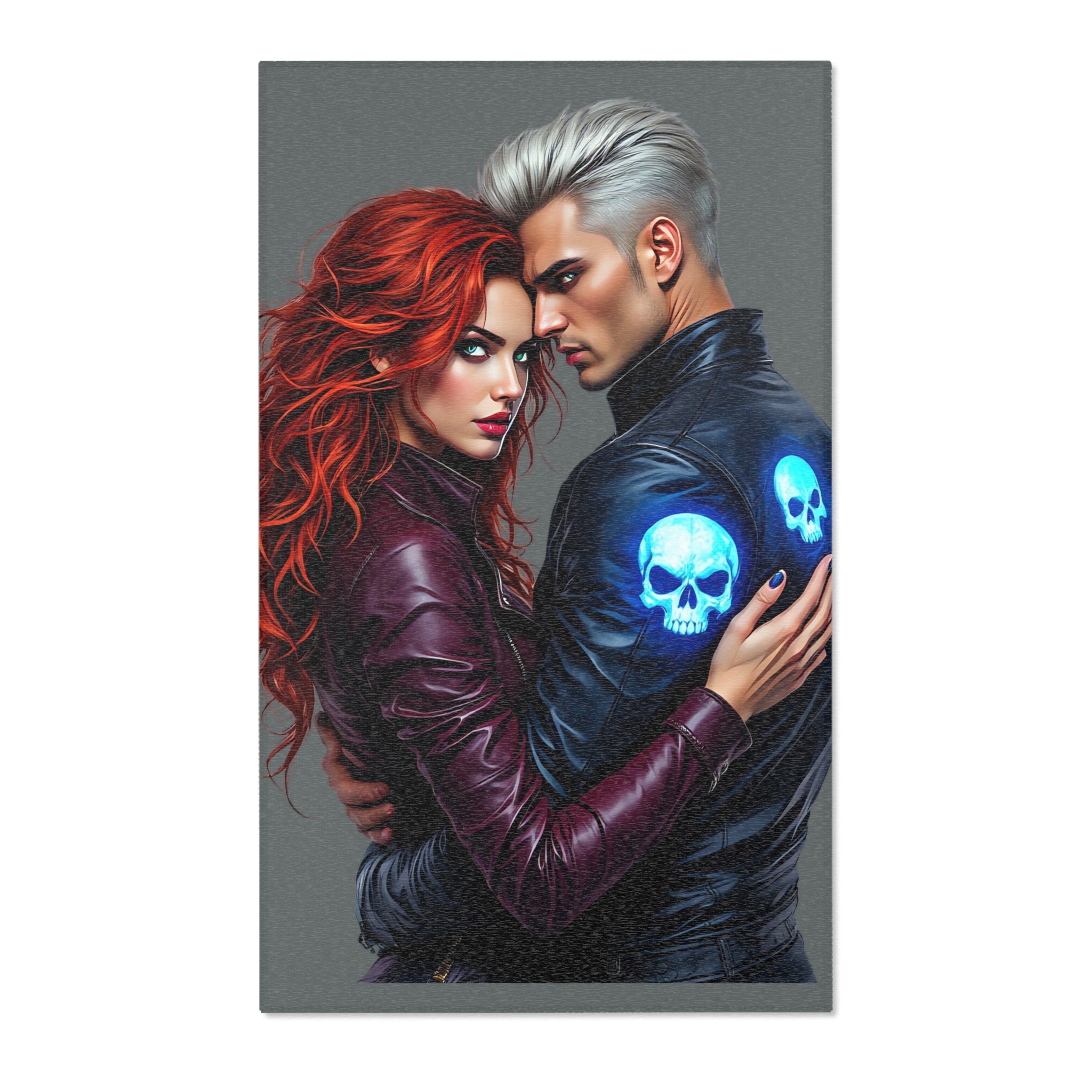 Redhead & Silver-Haired Lovers with Blue Skull Motif