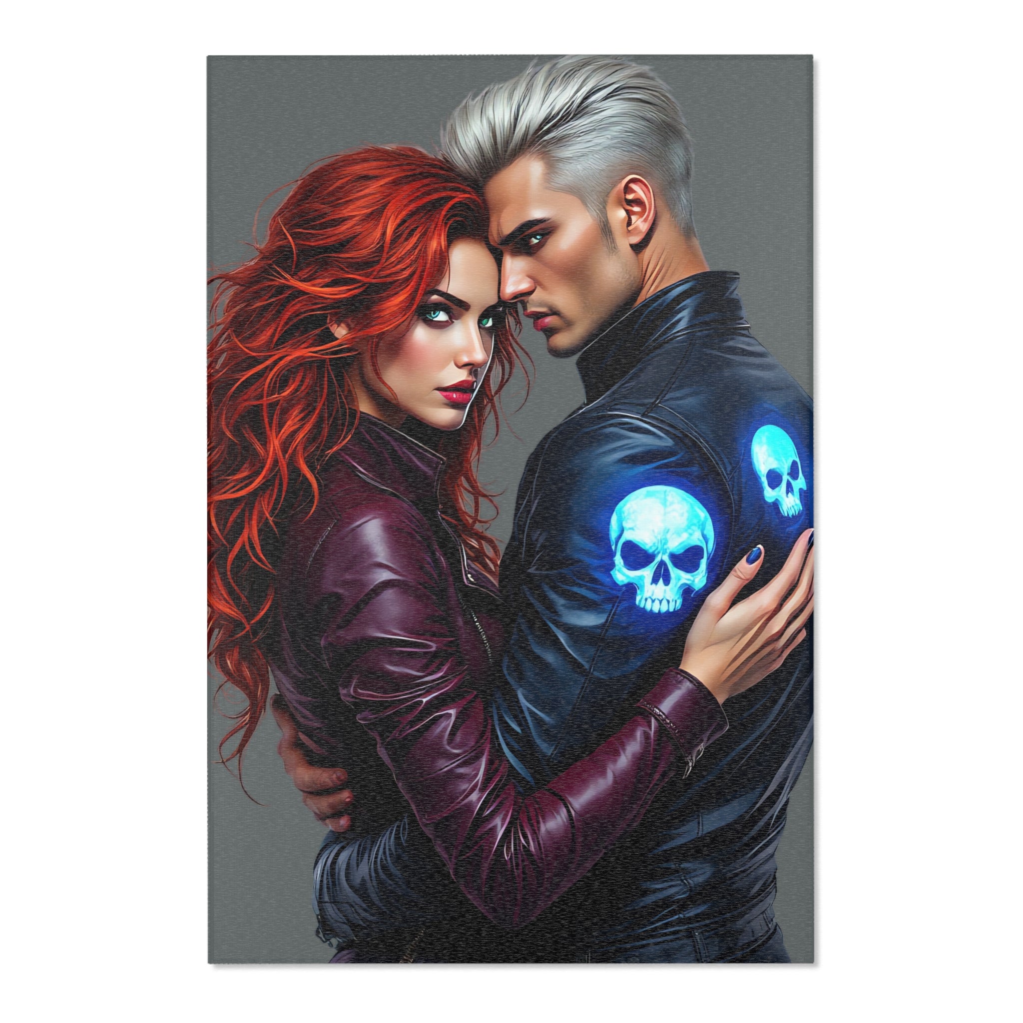 Redhead & Silver-Haired Lovers with Blue Skull Motif
