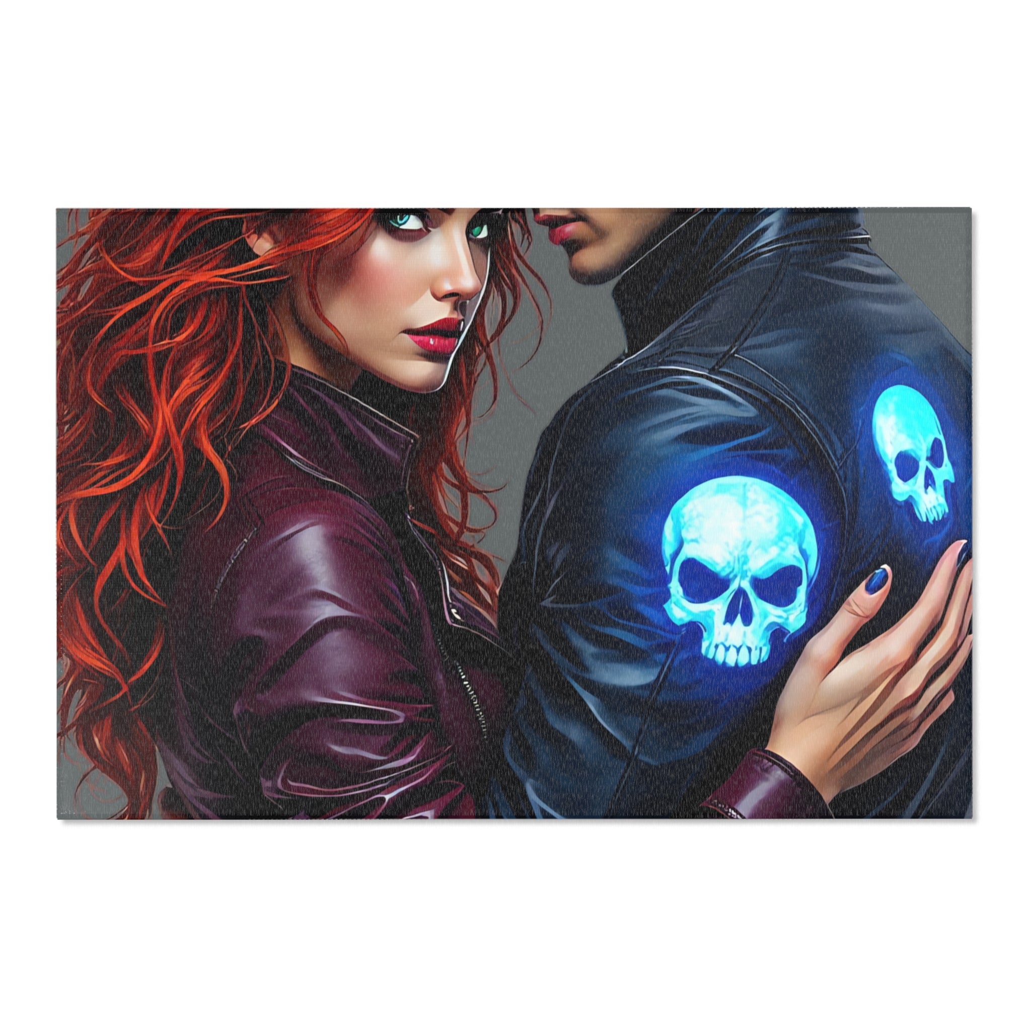 Redhead & Silver-Haired Lovers with Blue Skull Motif