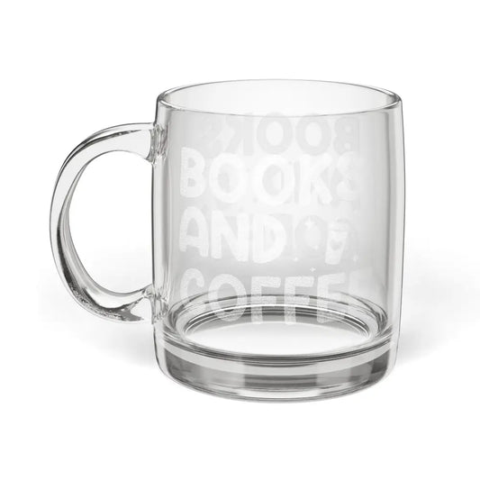 ’Books and Coffee’ 12.25oz Clear Mug - 12.25oz - Mug
